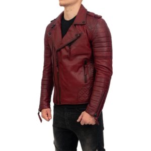 Brando Mens Real Lambskin Burgundy Leather Bikers