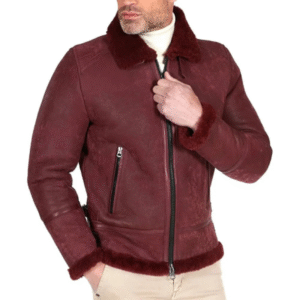 Dark Maroon Leather American Bomber Jacket