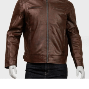 Men Classic Brown Cafe Racer Leather Jacket
