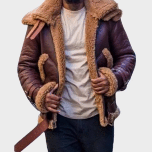 Mens Faux Shearling B3 Flight Winter Leather Jacket