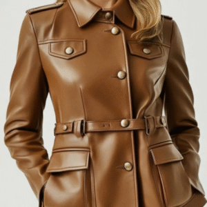 Women Bonnie Leather Brown Jacket