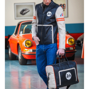 Mans Karl 24H Le Ecru black Leather Jacket