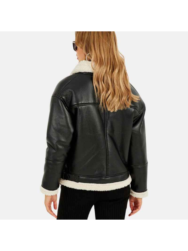RAF Aviator Flying Pilot Women Black Leather Jacket (1)