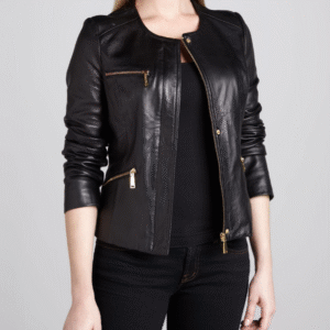 Slim Fit Black Women Leather Motorcycle Jacket