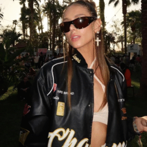 Champs Black Racing Style Leather Jacket