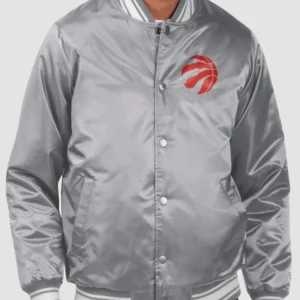 Toronto Raptors Team Grey Satin Varsity Jacket